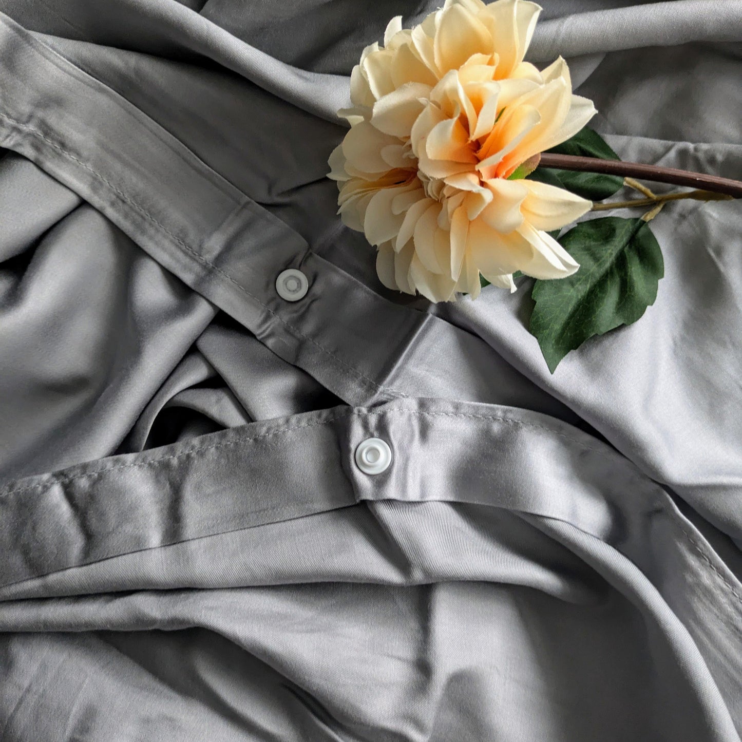 Grey 100% Bamboo Quilt Cover with Concealed Buttons