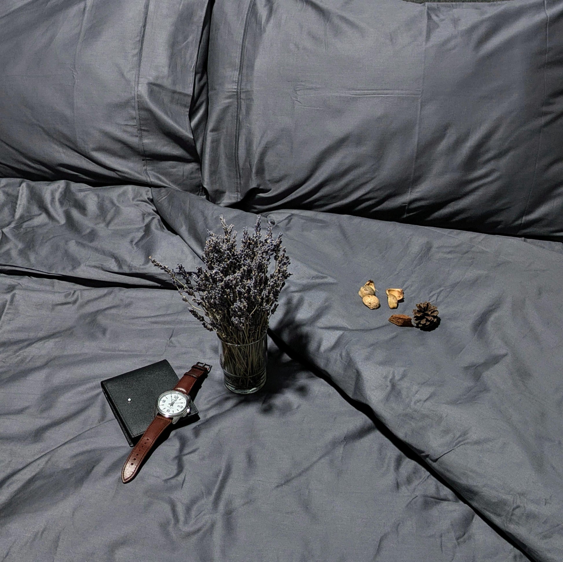 Grey 100% Cotton Fitted Bedsheet