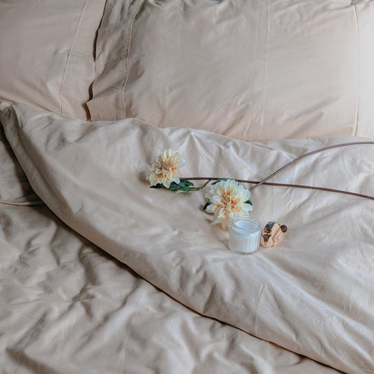 Beige 100% Cotton Fitted Bedsheet