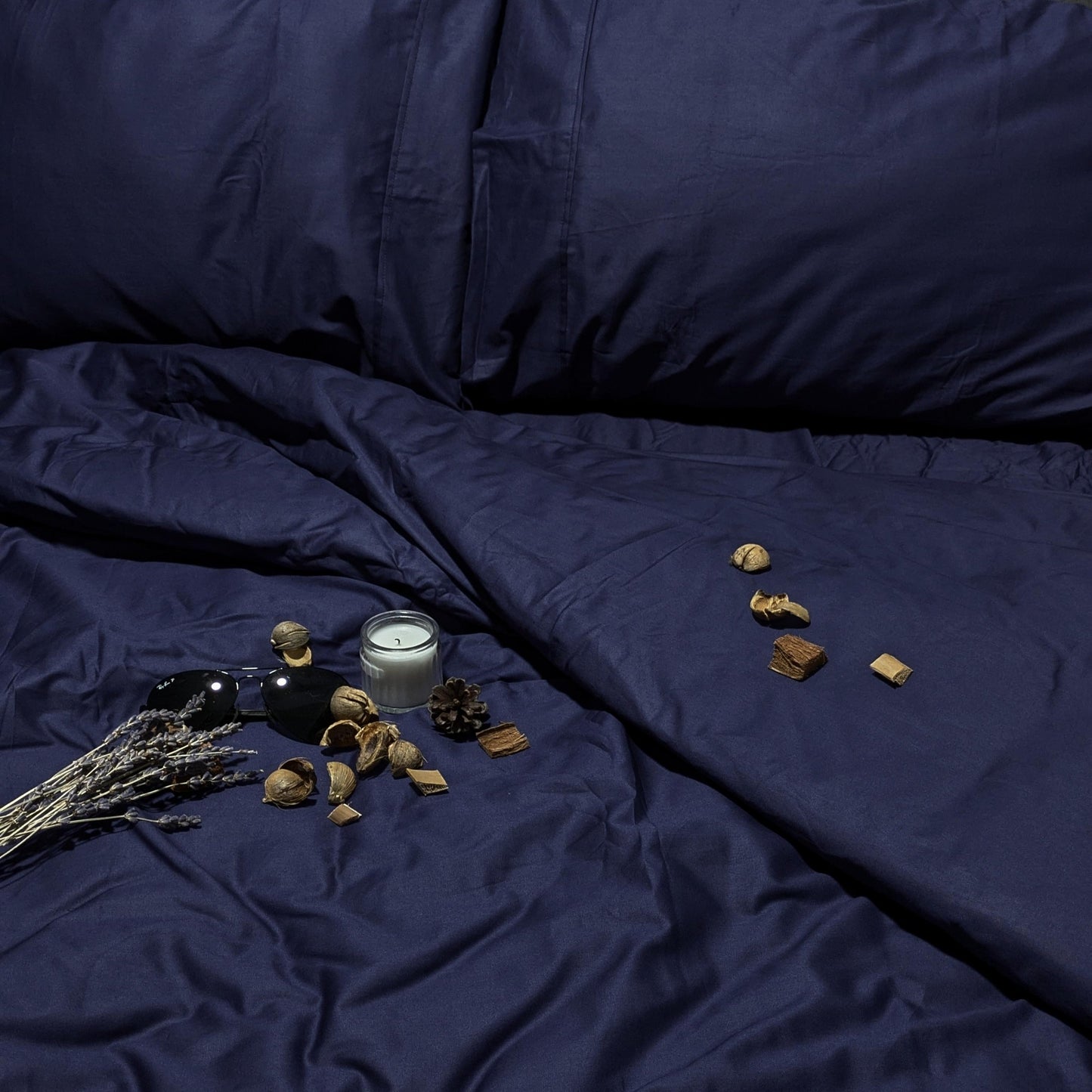 Navy 100% Cotton Fitted Bedsheet