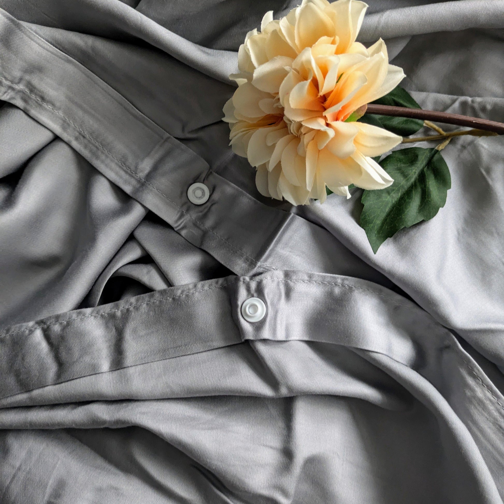 Grey 100% Bamboo Quilt Cover with Concealed Buttons