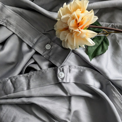 Grey 100% Bamboo Quilt Cover with Concealed Buttons
