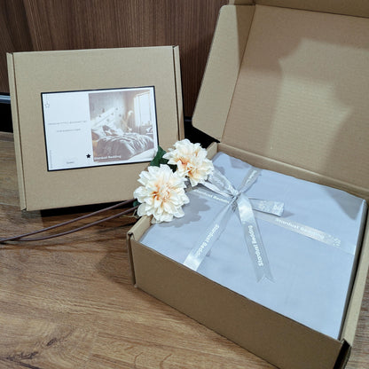 Grey 100% Bamboo Fitted Bedsheet Set with Box Packaging